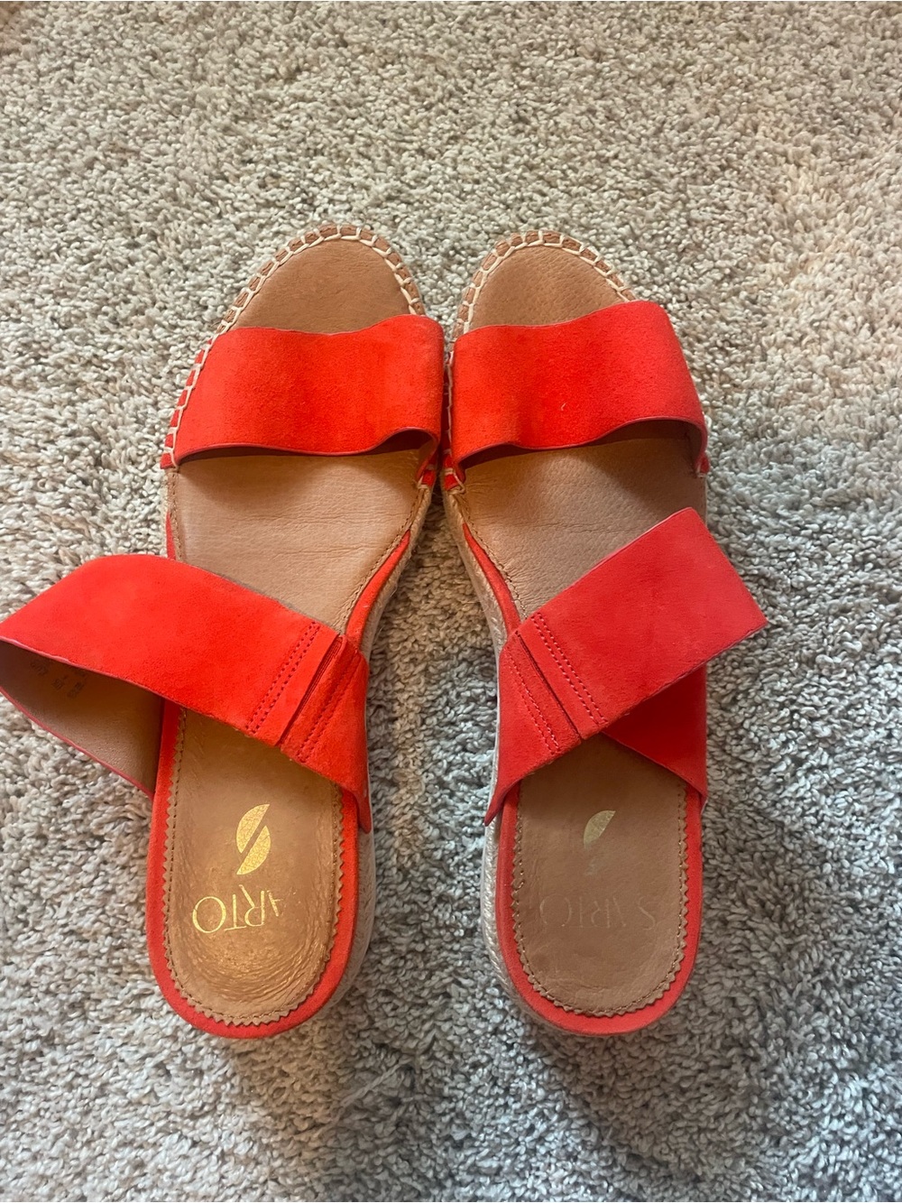 Red Suede Slide Sandals - Women
